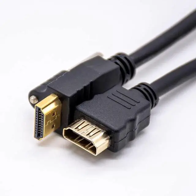 Alt view image 3 of 3 - HDMI Male to Female Straight Adapter Cable with Screws, 1M Heavy Duty HDMI Extension Cord for Panel Mount Monitor TV Projector
