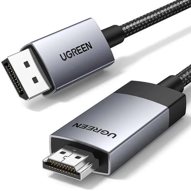 Main image of UGREEN 3.3FT Active DisplayPort to HDMI Cable, 4K@60Hz HDR Uni-Directional DP 1.2 to HDMI 2.0 Converter, Aluminum Braided Display Port Cord Compatible with Monitor, Projector, Dell, Lenovo, HP