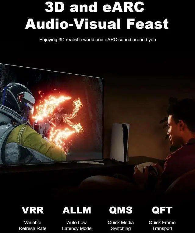 Alt view image 3 of 7 - 8FT 10K 8K 4K HDMI 2.1 Cable, 48Gbps Ultra High Speed Braided HDMI Cord, 8K@60Hz 4K@120Hz Dynamic HDR eARC HDCP 2.2&2.3 3D Compatible with TV Laptop Monitor PS5 Xbox Projector Sound System