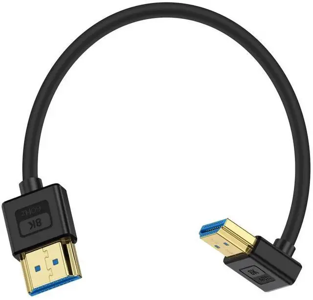 Main image of 1ft Short 8K HDMI Cable, Ultra Thin 90 Degree Down Angle HDMI Cord, Soft Flexible Silicone Slim Cable, 48Gbps 8K@60Hz Compatible with PS5, Monitor, PC