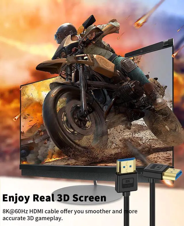 Alt view image 4 of 7 - 1ft Short 8K HDMI Cable, Ultra Thin 90 Degree Down Angle HDMI Cord, Soft Flexible Silicone Slim Cable, 48Gbps 8K@60Hz Compatible with PS5, Monitor, PC