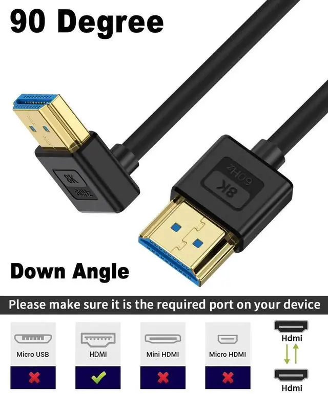 Alt view image 7 of 7 - 1ft Short 8K HDMI Cable, Ultra Thin 90 Degree Down Angle HDMI Cord, Soft Flexible Silicone Slim Cable, 48Gbps 8K@60Hz Compatible with PS5, Monitor, PC