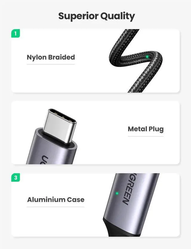 Alt view image 2 of 7 - UGREEN 10FT USB C to HDMI Cable, 4K@60Hz Thunderbolt 3/4 Type C to HDMI Adapter, Compatible with iPhone 17 Pro Max, MacBook Pro/Air, iPad Pro, Dell XPS, Galaxy S25, Steam Deck