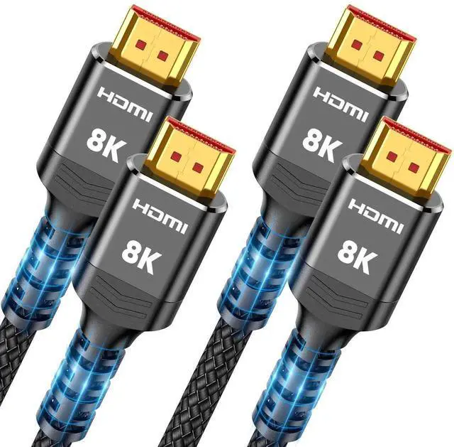 Main image of 8K HDMI 2.1 Cable 2-Pack 6.6FT, Slim Braided 48Gbps High Speed HDMI Cord, 8K@60Hz 4K@120Hz 144Hz HDCP 2.2 2.3 Dynamic HDR eARC DTS:X Compatible with Roku TV HDTV PS5 Blu-ray RTX 3090