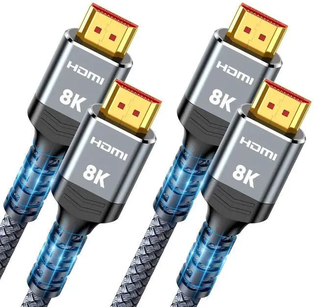 Main image of 3.3FT/1M 2-Pack 8K HDMI 2.1 Cable, 48Gbps High Speed Nylon Braided HDMI Cord, 8K@60Hz 4K@120Hz 144Hz VRR QMS eARC HDR10 4:4:4 HDCP 2.2&2.3 Compatible with Laptop Monitor Roku TV HDTV