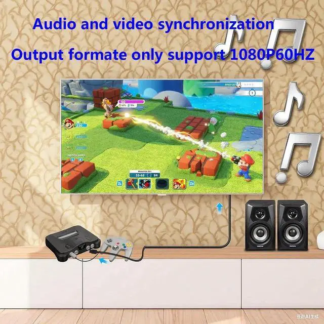 Alt view image 5 of 7 - 1.5m/4.92FT N64 to HDMI Converter Adapter, All-in-One HDMI Link Cable with S-Video Output, Better Than AV Quality, Compatible with GameCube N64 SNES SFC Retro Game Consoles