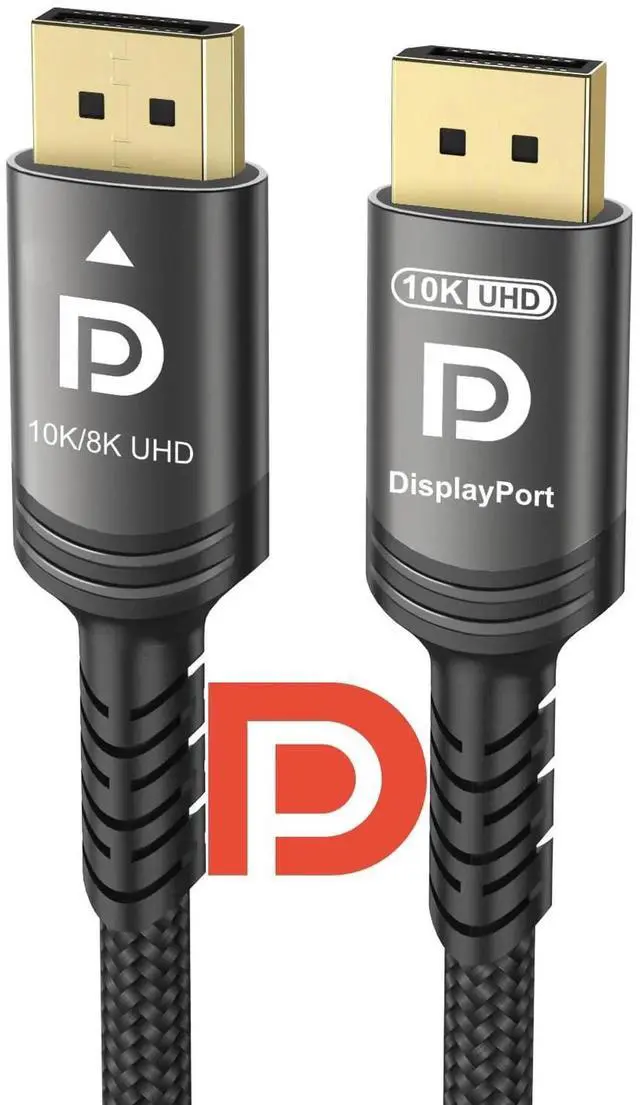 Main image of 16.4FT DisplayPort 2.1 Cable, 54Gbps UHBR Certified DP to DP Cord, 10K@60Hz 8K@120Hz 4K@240Hz Nylon Braided, HDCP2.3 FreeSync G-Sync Compatible with RTX5090 Gaming Monitor PC Projector