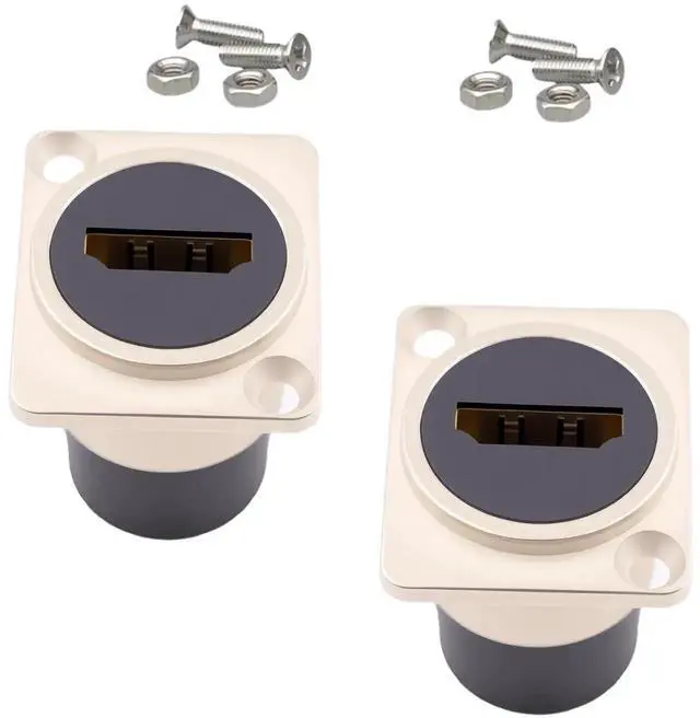Main image of 2-Pack HDMI Panel Mount Connector, D-Type Female to Female HDMI Pass Through Bulkhead Adapter, 4K@60Hz HDMI Panel Mount Extension Socket for TV Laptop PC Monitor DVD Player