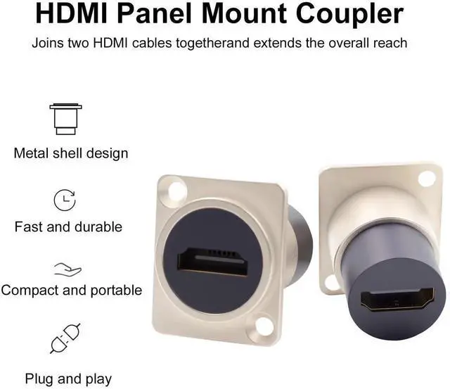 Alt view image 2 of 7 - 2-Pack HDMI Panel Mount Connector, D-Type Female to Female HDMI Pass Through Bulkhead Adapter, 4K@60Hz HDMI Panel Mount Extension Socket for TV Laptop PC Monitor DVD Player