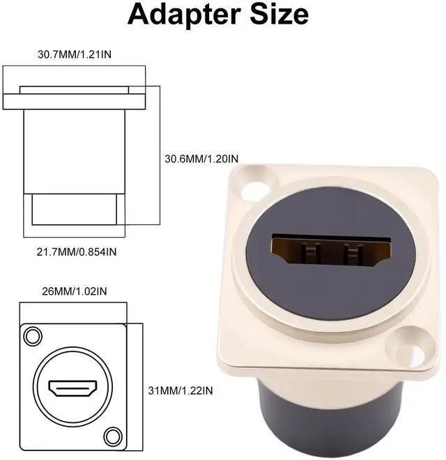 Alt view image 6 of 7 - 2-Pack HDMI Panel Mount Connector, D-Type Female to Female HDMI Pass Through Bulkhead Adapter, 4K@60Hz HDMI Panel Mount Extension Socket for TV Laptop PC Monitor DVD Player