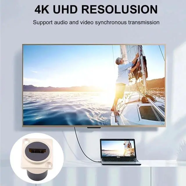 Alt view image 4 of 7 - 2-Pack HDMI Panel Mount Connector, D-Type Female to Female HDMI Pass Through Bulkhead Adapter, 4K@60Hz HDMI Panel Mount Extension Socket for TV Laptop PC Monitor DVD Player