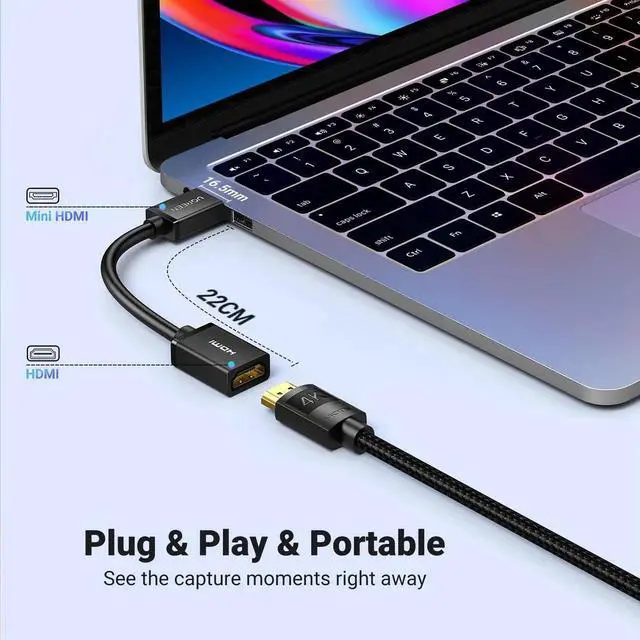 Alt view image 5 of 7 - UGREEN 2-Pack Mini HDMI to HDMI Adapter 0.6FT, 4K@60Hz Male to Female Converter, Compatible with Raspberry Pi, DSLR Camera, Camcorder, Portable Monitor, Laptop, Projector, Tablet and Graphics Card