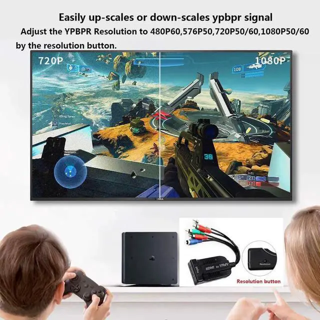 Alt view image 7 of 7 - HDMI to Component YPbPr RGB 5RCA Scaler Converter, 1080P HDMI Input to Component Output Adapter with Scaler Function, Compatible with PC PS3 PS4 DVD PSP Xbox 360 PS2 Nintendo NGC