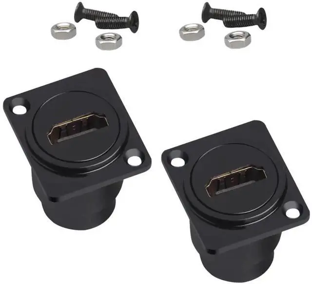 Main image of 2-Pack HDMI Panel Mount Coupler, D-Type Threaded Fixed HDMI Female to Female Pass Through Adapter, 4K@60Hz Bulkhead Extension Socket for TV Monitor Projector