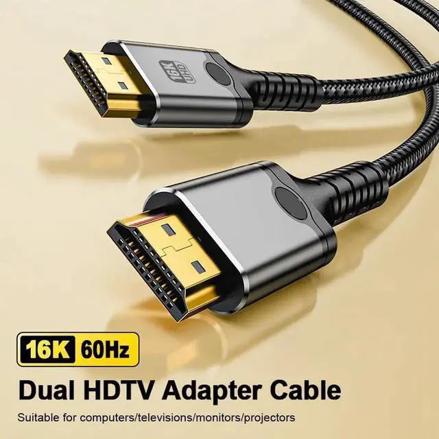 Alt view image 2 of 7 - 10FT 16K HDMI 2.2 Cable, 80Gbps Certified Ultra High Speed Cord, 16K@60Hz 8K@120Hz 4K@480Hz HDR HDCP DSC 1.2a, FreeSync G-Sync Compatible with RTX 4090 7900XTX Gaming Monitor