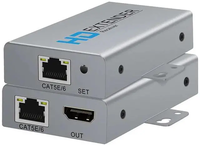 Main image of HDMI Extender Over Ethernet Cat5e/Cat6 Kit, 1080P@60Hz Up to 164ft with HDMI Loop Out & POE Function, Includes Transmitter and Receiver