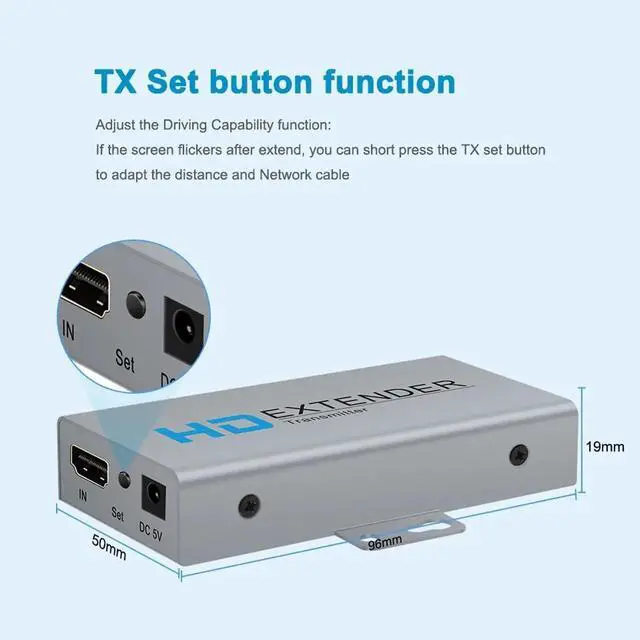 Alt view image 2 of 7 - HDMI Extender Over Ethernet Cat5e/Cat6 Kit, 1080P@60Hz Up to 164ft with HDMI Loop Out & POE Function, Includes Transmitter and Receiver