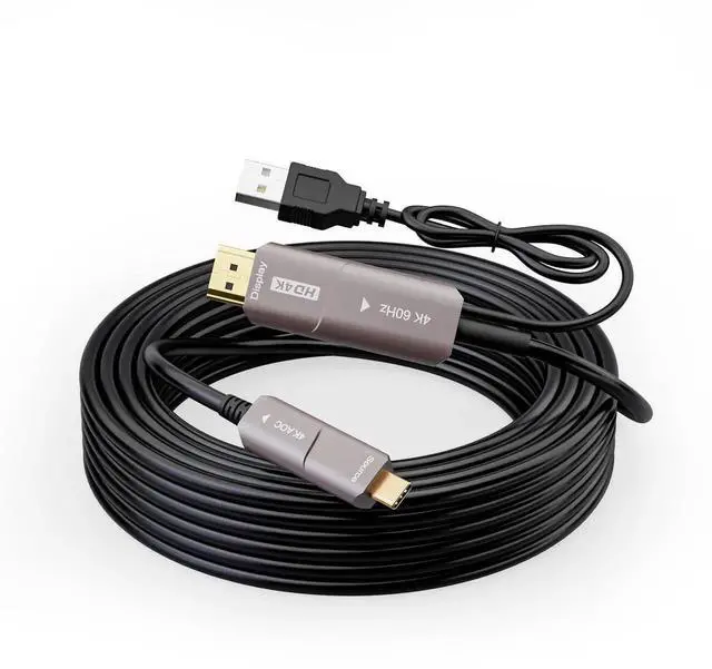Alt view image 7 of 7 - 10M USB C to HDMI Optical Cable, USB 3.1 Type C to 4K HDMI Cord, Thunderbolt 3/4 Compatible Active Optical Cable for MacBook Pro Air, Laptop Monitor TV Projector F0402-AOC-10M