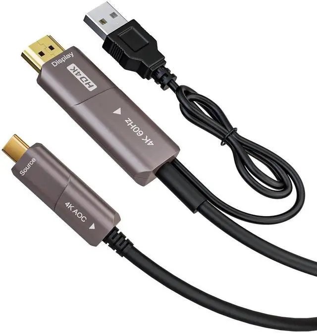 Alt view image 6 of 7 - 10M USB C to HDMI Optical Cable, USB 3.1 Type C to 4K HDMI Cord, Thunderbolt 3/4 Compatible Active Optical Cable for MacBook Pro Air, Laptop Monitor TV Projector F0402-AOC-10M