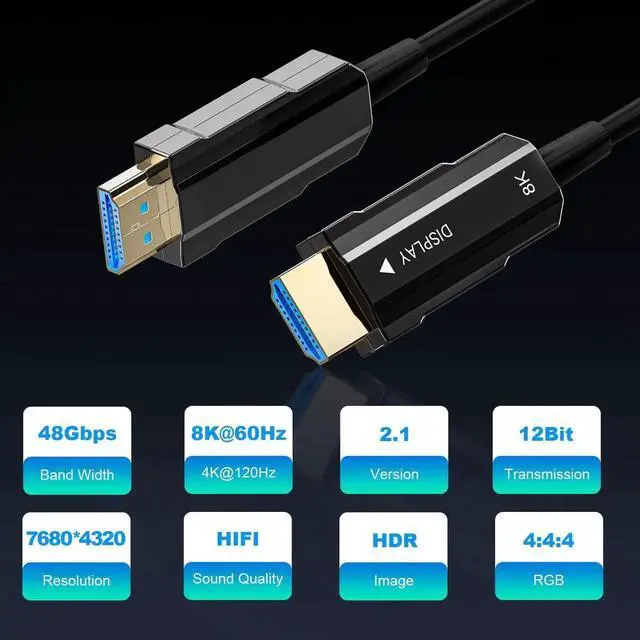 Alt view image 4 of 7 - 75ft 8K HDMI 2.1 Thin Fiber Optic Cable, Ultra High Speed 48Gbps HDMI Cord, 8K@60Hz 4K@120Hz Dynamic HDR Dolby HDCP 2.2&2.3 3D, Compatible with HDTV Monitor Gaming Laptop Home Theatre