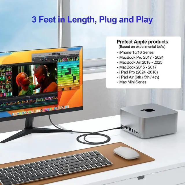 Alt view image 4 of 7 - USB C to HDMI Cable 3ft 10-Pack, 4K@30Hz 1080P@120Hz One-Directional Type C Thunderbolt 3/4/5 to HDMI Cord, Compatible with Phone iPad PC Laptop to Monitor TV Projector
