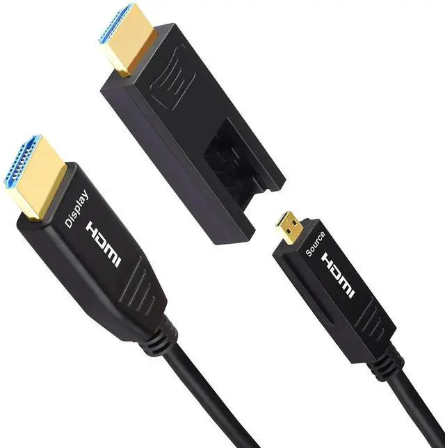 Main image of 100 Feet HDMI Fiber Optic Cable, 18Gbps 4K@60Hz 1080P Cord with Micro & Standard HDMI Connector, Compatible with GoPro Hero 7 6 5, Raspberry Pi 4, Sony A6000 A6300, Lenovo Yoga 710