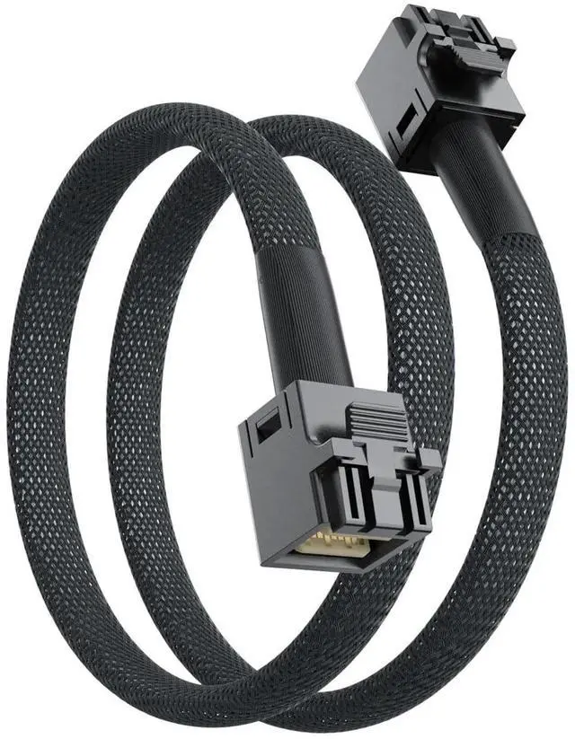 Main image of Internal Mini SAS HD SFF-8643 to SFF-8643 Cable with Sideband, 0.8M Support 4 Lanes SAS Data for Server RAID Card PCI Express Controller