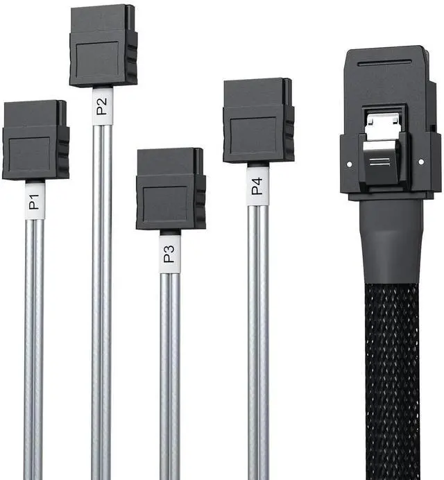 Main image of MiniSAS SFF-8087 Fan-Out Breakout Cable to 4 SATA, 0.5M 6Gbps High Speed Cable for RAID Controller Server Storage Enclosure