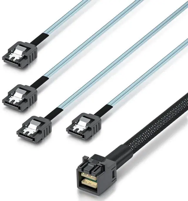 Alt view image 2 of 5 - MiniSAS HD SFF-8643 Breakout to 4xSATA Cable, 0.75-0.8M for Server JBOD Storage Tray SAS RAID Controller