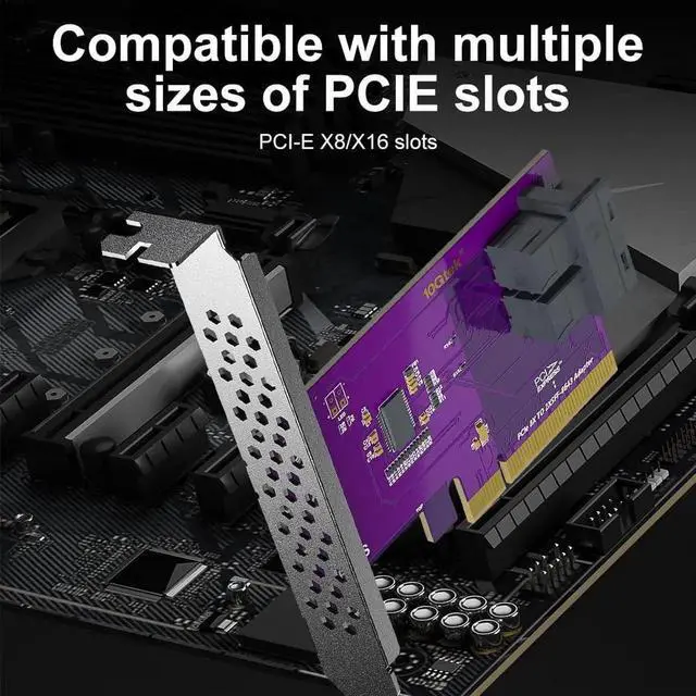 Alt view image 3 of 5 - Dual Port U.2 NVMe SSD PCIe 3.0 X8 Adapter Card, with SFF-8643 SAS Connector, Dual Bracket Design, Support Windows Linux VMware System