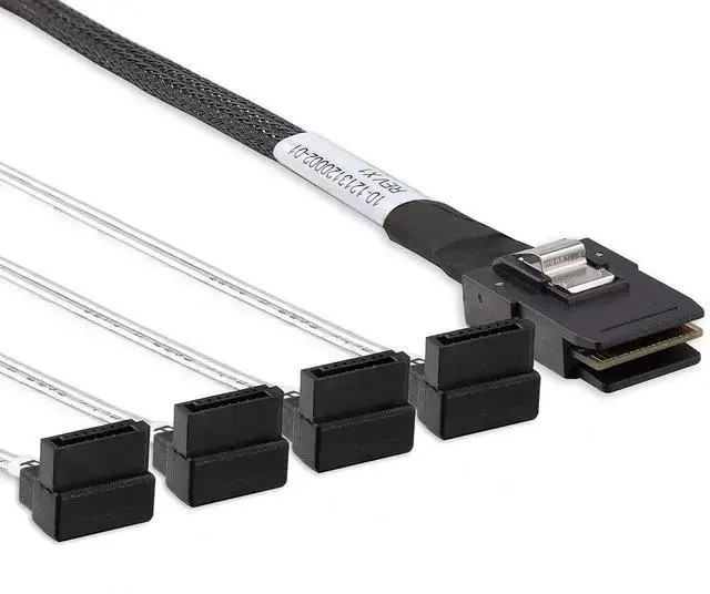 Main image of 0.5m MiniSAS SFF-8087 Fan-Out Breakout Cable to 4x Right Angle SATA, 6Gbps High Speed for RAID Controller Server Storage Enclosure
