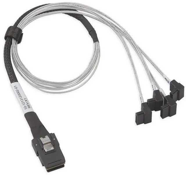 Alt view image 7 of 7 - 0.5m MiniSAS SFF-8087 Fan-Out Breakout Cable to 4x Right Angle SATA, 6Gbps High Speed for RAID Controller Server Storage Enclosure