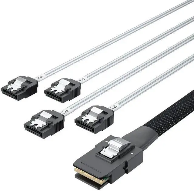 Alt view image 3 of 7 - 0.5m MiniSAS SFF-8087 Fan-Out Breakout Cable to 4xSATA with Latch Clip, Compatible with RAID Controller and Server Hard Drive