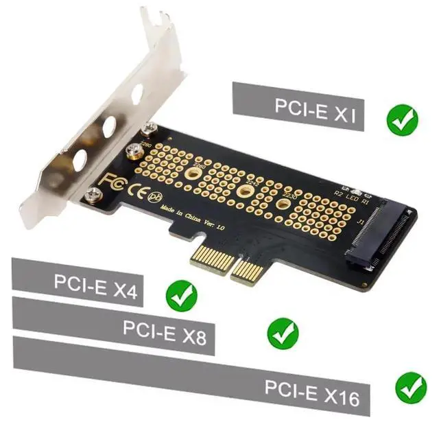 Alt view image 2 of 5 - M.2 2280 M-Key NVMe AHCI SSD to PCI-E 3.0 / 4.0 X1 Adapter Card, Low Profile Bracket for Desktop Motherboard