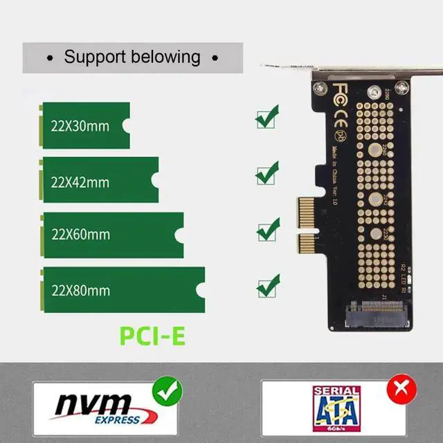 Alt view image 5 of 5 - M.2 2280 M-Key NVMe AHCI SSD to PCI-E 3.0 / 4.0 X1 Adapter Card, Low Profile Bracket for Desktop Motherboard
