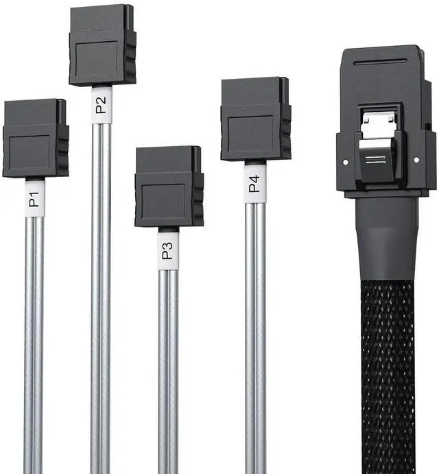 Main image of 6Gbps MiniSAS SFF-8087 Fan-Out Breakout Cable to 4xSATA, 0.75-0.8m High Speed Cord for RAID Controller Server Storage Enclosure