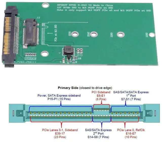 Alt view image 5 of 7 - SFF-8639 U.2 to M.2 M-Key NVMe SSD Adapter, PCIe 4.0/3.0 Converter Case for Motherboard, Compatible with Intel SSD 750 P3600 P3700
