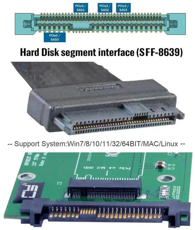 Alt view image 3 of 7 - SFF-8639 U.2 to M.2 M-Key NVMe SSD Adapter, PCIe 4.0/3.0 Converter Case for Motherboard, Compatible with Intel SSD 750 P3600 P3700