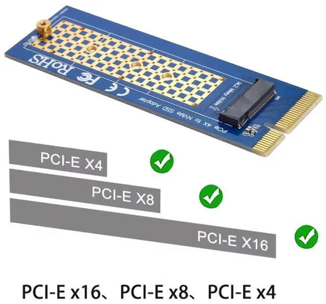 Alt view image 3 of 7 - M.2 2280 M-Key NVMe AHCI SSD to PCI-E 3.0/4.0 X4 Vertical Adapter Card, Vertical Mount for Desktop Motherboard
