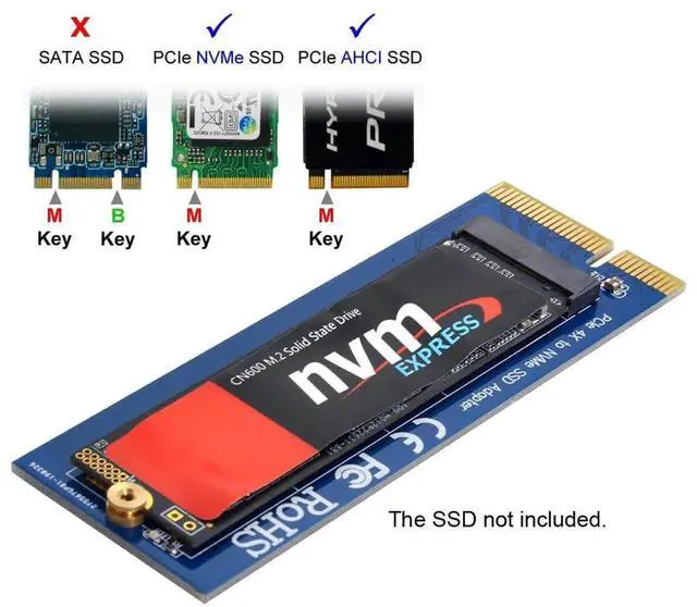 Alt view image 7 of 7 - M.2 2280 M-Key NVMe AHCI SSD to PCI-E 3.0/4.0 X4 Vertical Adapter Card, Vertical Mount for Desktop Motherboard