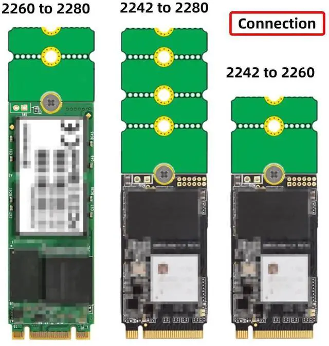 Alt view image 6 of 7 - M.2 NVMe SSD Extended Adapter Card Support 2230 2242 2260 2280 Long Size Conversion