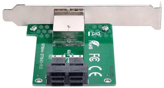 Main image of Dual Ports Mini SAS HD SFF-8644 to SFF-8643 PCBA Female Adapter with Low Profile Bracket