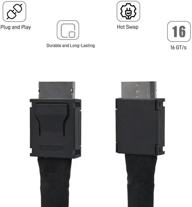 Alt view image 3 of 7 - Oculink PCIe 4.0 Extension Cable, SFF-8611 4i Male to Male Cable 150cm/4.9ft for eGPU Mini PC External GPU