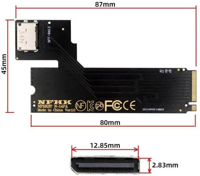 Alt view image 4 of 7 - PCIe 4.0 4X NVMe M.2 M-Key Male to Oculink SFF-8612 SFF-8611 Host Adapter, Compatible with 2022 2023 ThinkBook 14+ for SSD and External Graphics Card