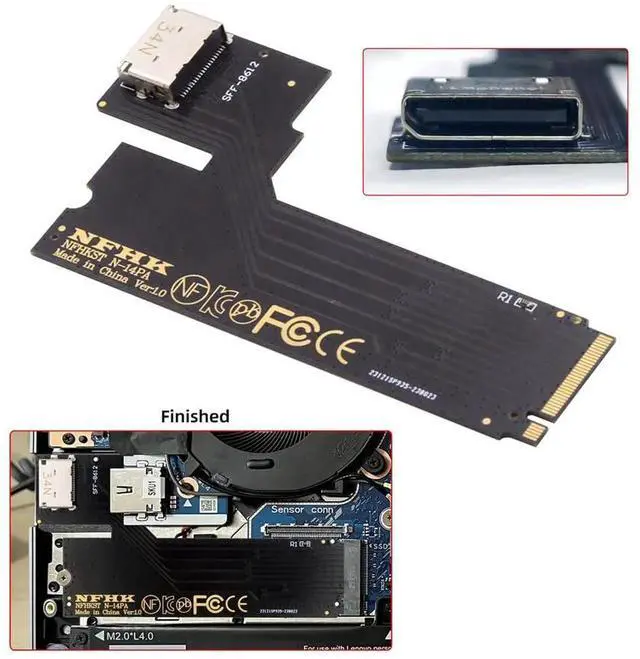 Alt view image 7 of 7 - PCIe 4.0 4X NVMe M.2 M-Key Male to Oculink SFF-8612 SFF-8611 Host Adapter, Compatible with 2022 2023 ThinkBook 14+ for SSD and External Graphics Card