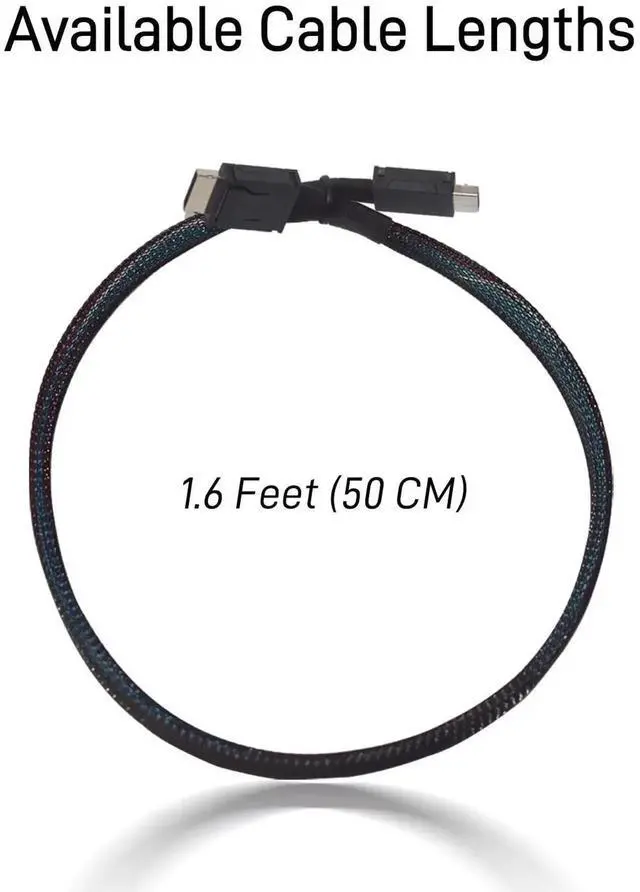 Alt view image 2 of 5 - PCIe 4.0 Oculink SFF-8611 4i Male Extension Cable, 50cm/1.6ft for eGPU onexGPU Mini PC NVMe SSD