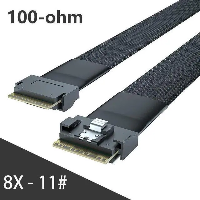 Alt view image 3 of 3 - 24G Internal SlimSAS SFF-8654 to SFF-8654 8i SAS 4.0 Cable, 100-ohm 0.5m/1.6ft for High-Density Servers NVMe Storage