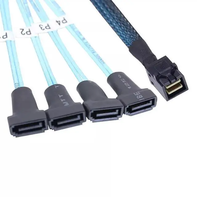 Alt view image 5 of 5 - Mini SAS HD SFF-8643 to 4 Ports SATA 7P Male Cable, 50CM
