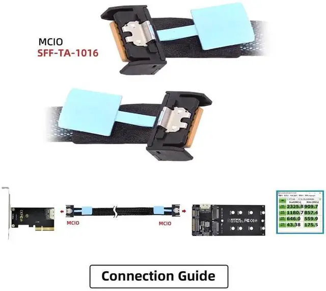Alt view image 4 of 7 - PCI-E 5.0 MCIO Mini Cool Edge IO 4i 38Pin Male to SFF-TA-1016 Extender Cable 50cm 1.6ft Server Storage Interconnect Cord