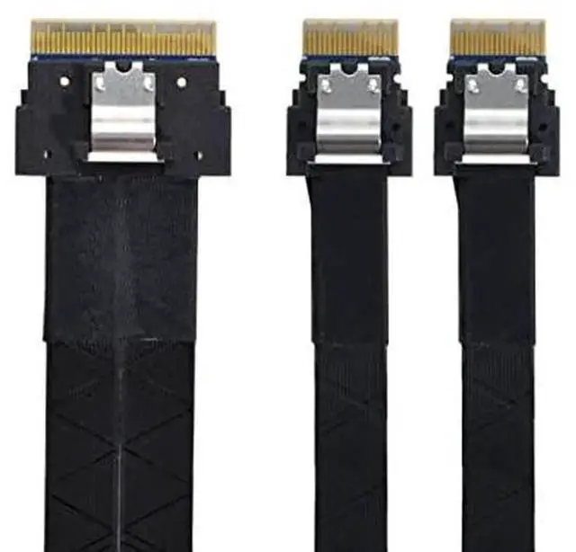 Main image of 40cm PCI-E Ultraport Slimline SAS 4.0 SFF-8654 8i 74pin to Dual SFF-8654 4i 38Pin Server Internal Cable